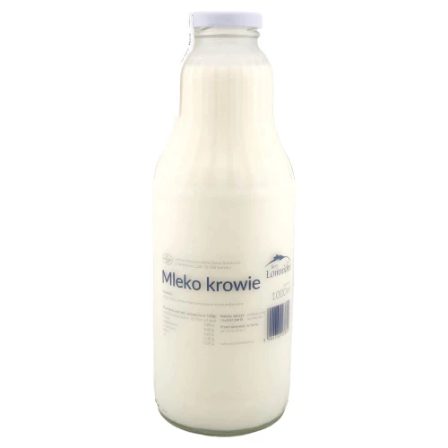Mleko krowie niepasteryzowane w szklanej butelce