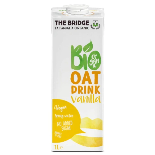 Napój Owsiany o Smaku Waniliowym Bez Dodatku Cukrów BIO 1 L - The Bridge, ekologiczny napój dla wegan