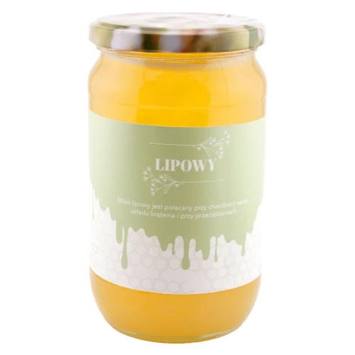 Miód lipowy 1300g w dużym słoiku – naturalny, kwiatowy smak, idealny do codziennego użytku, dostępny w sklepie Rarytasy Dolnośląskie.